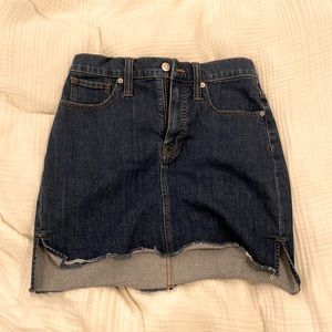 Madewell Size 26 Stretch Denim Straight Mini Skirt: Step-Hem Edition